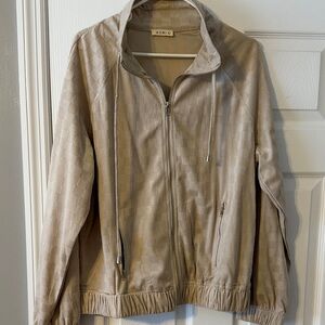 Kori Beige Checkered Bomber Jacket